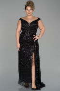 Длинное Свободное Вечернее Платье Черный ABU1465