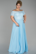 Длинное Свободное Вечернее Платье Светло-синий ABU040