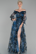 Длинное Помолвочное Платье Синий ABU1506