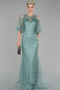 Длинное Кружевное Вечернее Платье Бирюзовый ABU1508