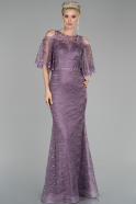 Длинное Кружевное Вечернее Платье Лавандовый ABU1508