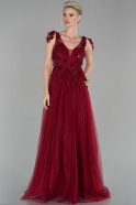 Длинное Помолвочное Платье Бордовый ABU1505