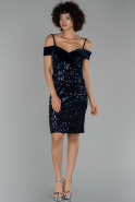 Короткое Велюровое Вечернее Платье Темно-синий ABK900