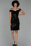 Короткое Велюровое Вечернее Платье Черный ABK900