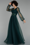 Длинное Помолвочное Платье Изумрудно-зеленый ABU1524