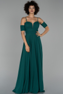 Длинное Вечернее Платье Изумрудно-зеленый ABU1526