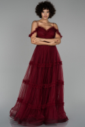 Длинное Помолвочное Платье Бордовый ABU1514