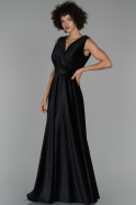 Длинное Велюровое Вечернее Платье Черный ABU1513