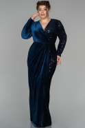 Длинное Свободное Вечернее Платье Темно-синий ABU1528