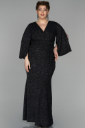 Длинное Свободное Вечернее Платье Черный ABU1529
