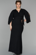 Длинное Свободное Вечернее Платье Черный-Черный ABU1529