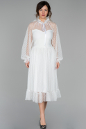 Миди Вечернее Платье С Кружевами Белый ABK921