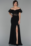 Длинное Вечернее Платье Черный ABU1533
