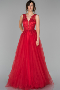 Длинное Помолвочное Платье красный ABU1534