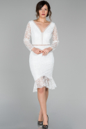 Короткое Ночное Платье С Кружевами Белый ABK915