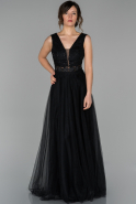 Длинное Вечернее Платье Черный ABU1540