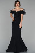 Длинное Вечернее Платье Черный ABU1544