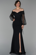 Длинное Вечернее Платье Черный ABU1545