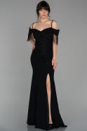 Длинное Вечернее Платье Русалка Черный ABU1552