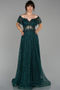 Длинное Вечернее Платье Изумрудно-зеленый ABU1553