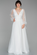 Длинное Вечернее Платье Белый ABU1556