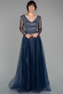 Длинное Помолвочное Платье Темно-синий ABU1495