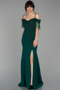 Длинное Вечернее Платье Русалка Изумрудно-зеленый ABU1552