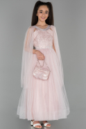 Длинное Девичье Платье Пыльно-розовый ABU1423