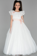 Длинное Девичье Платье Белый ABU1295