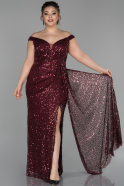 Длинное Свободное Вечернее Платье Бордовый ABU1465