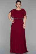 Длинное Свободное Вечернее Платье Бордовый ABU1403