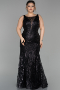 Длинное Свободное Вечернее Платье Черный ABU1561