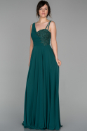 Длинное Вечернее Платье Изумрудно-зеленый ABU1566