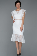 Миди Вечернее Платье С Кружевами Белый ABK943