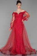 Длинное Помолвочное Платье С Кружевами красный ABU1195