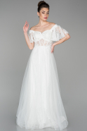 Длинное Вечернее Платье Белый ABU1572