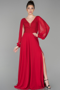 Большое Шифоновое Вечернее Платье красный ABU1732