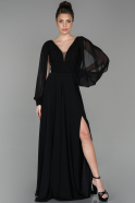 Длинное Вечернее Платье Черный ABU1554
