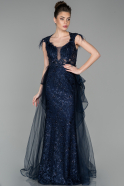 Длинное Вечернее Платье Темно-синий ABU1586