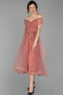 Миди Пригласительное Платье Пыльно-розовый ABK482