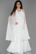 Длинное Девичье Платье Белый ABU1594