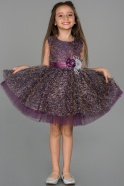 Короткое Девичье Платье Тёмно-пурпурный ABK952