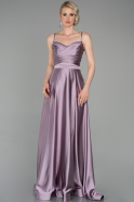 Длинное Атласное Вечернее Платье Лавандовый ABU1601
