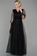 Длинное Вечернее Платье Черный ABU1549