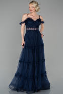 Длинное Помолвочное Платье Темно-синий ABU1514