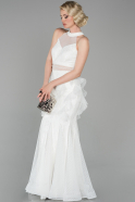 Длинное Кружевное Вечернее Платье Белый ABU1602