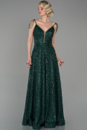Длинное Помолвочное Платье С Кружевами Изумрудно-зеленый ABU1430