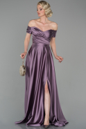 Длинное Атласное Вечернее Платье Лавандовый ABU1608