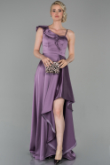 Длинное Атласное Вечернее Платье Лавандовый ABU1612
