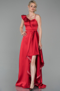 Длинное Атласное Вечернее Платье красный ABU1612